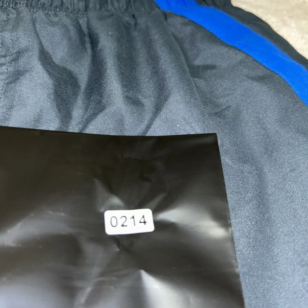 Nike Men's Swim Shorts Gray Mesh Lined Large Blue Stripe‎